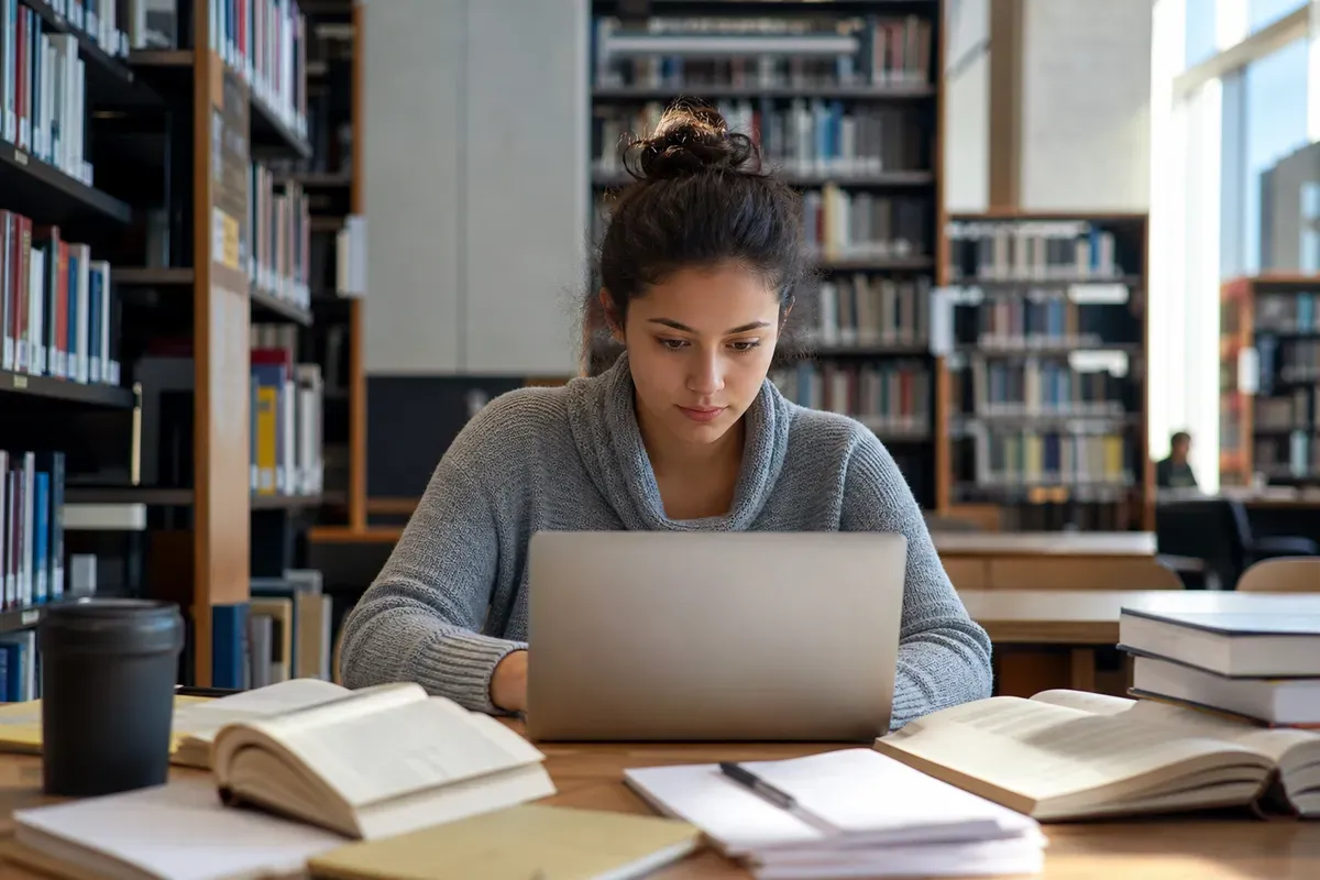 Researcher organising academic sources for a literature review