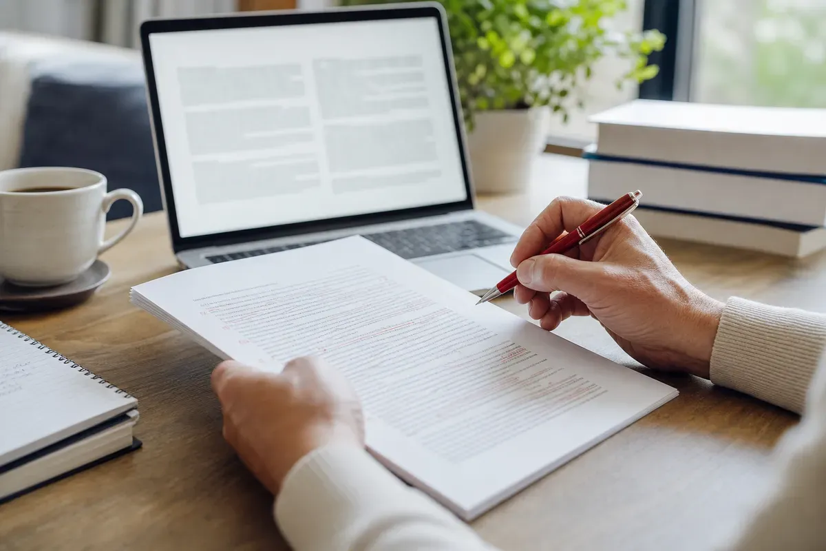 Academic editor reviewing a manuscript for clarity and consistency